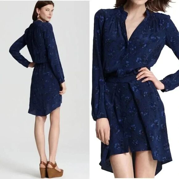 NWOT Rebecca Taylor Silk Blue Floral Dress 6 - Picture 1 of 14